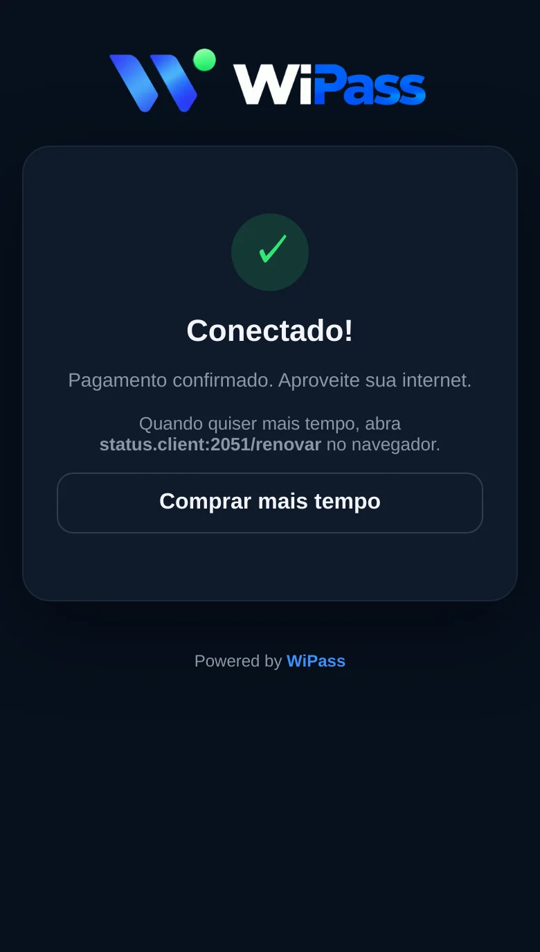 Tela de acesso liberado
